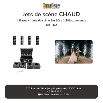 Location 4 bases + 1 télécommande + 4 jet de scène chauds 3m-30s