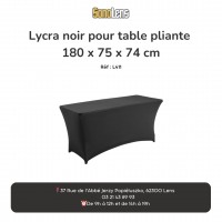 Location lycra noir pour table pliante 180 x 75 x 74