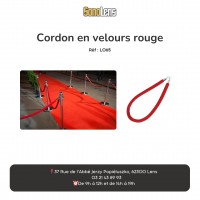 Location Cordon en velours rouge pour poteau de guidage