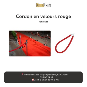 Location cordon en velours rouge pour poteau de guidage